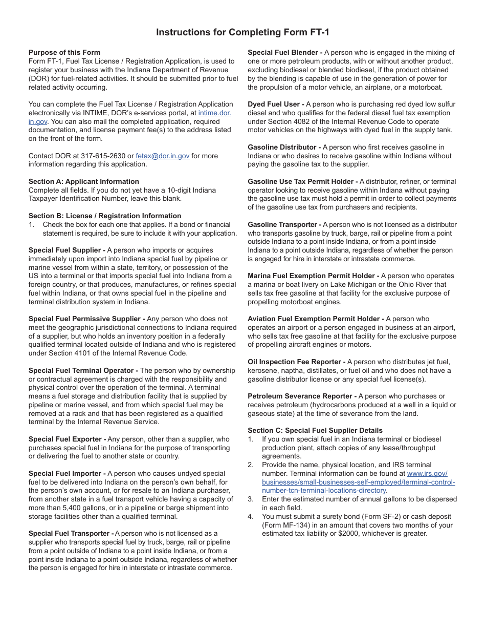 Form FT-1 (State Form 46297) Fuel Tax License / Registration Application - Indiana, Page 9