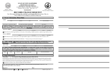 Document preview: Form DSMV30 Record Change Request - New Hampshire
