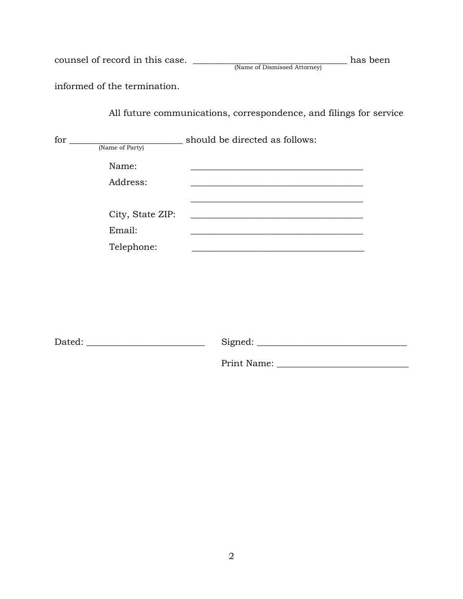 Notice of Termination of Counsel and Certificate of Service - Hawaii, Page 2