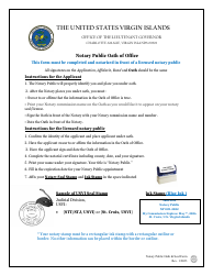 Document preview: Notary Public Oath & Seal Form - Virgin Islands