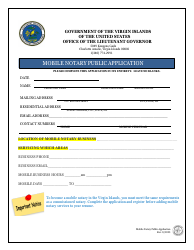Document preview: Mobile Notary Public Application - Virgin Islands