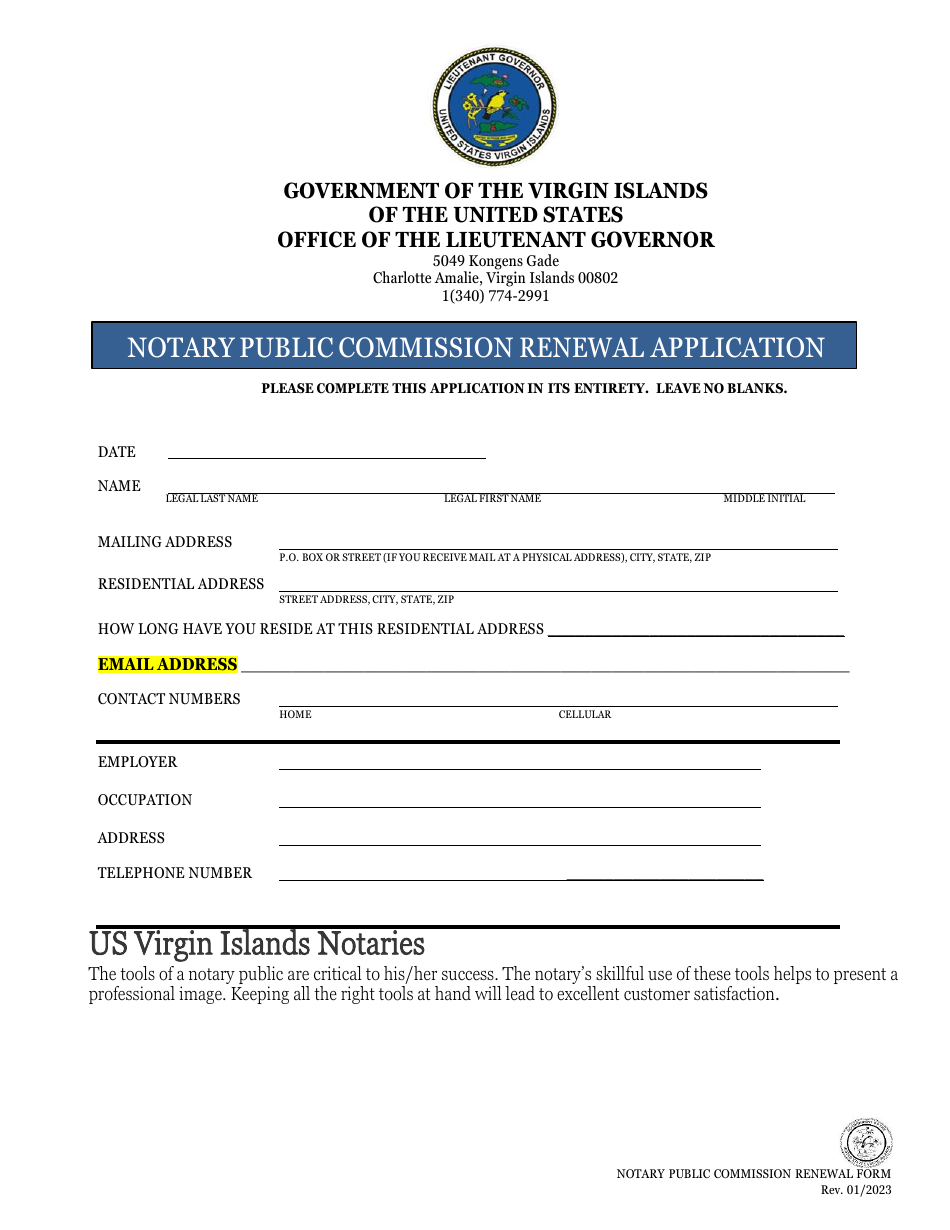 Notary Public Commission Renewal Application - Virgin Islands, Page 3