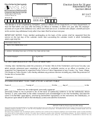 Document preview: Form PF5117 Election Form for 20 Year Retirement Plan Section 384-d - New York