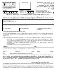 Document preview: Form RS5473 Election Form for 25 Year Retirement Plan Sections 89, 603 or 604 Tier 3 Ers Members Only - New York