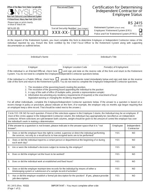 Form RS2415  Printable Pdf