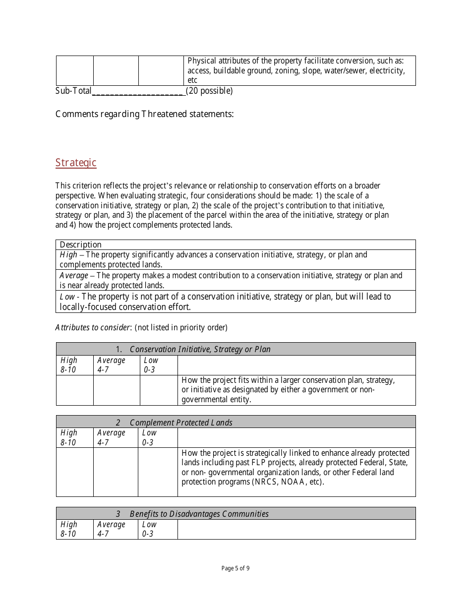 Ira Forest Legacy Program Scoring Guidance - Washington, Page 5