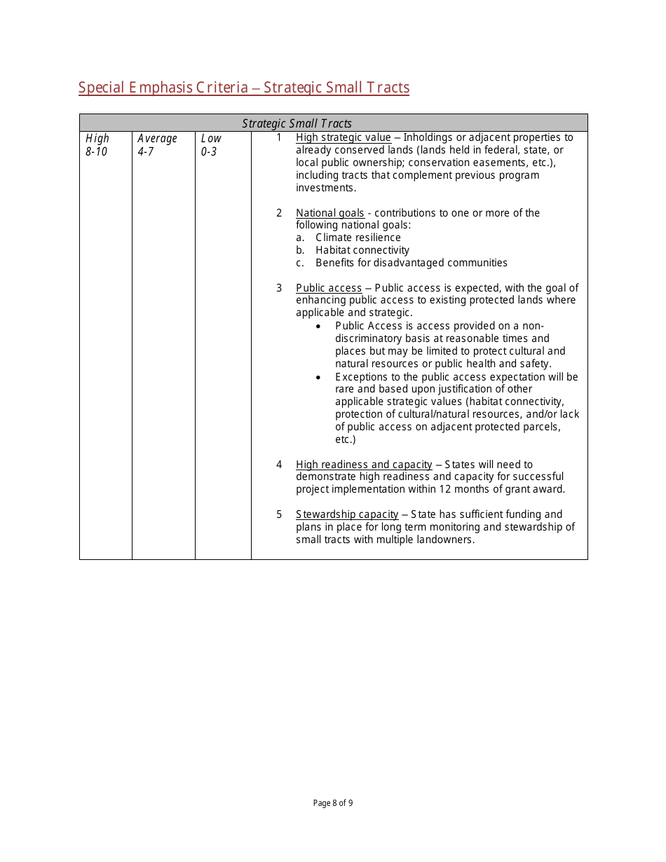 Ira Forest Legacy Program Scoring Guidance - Washington, Page 8