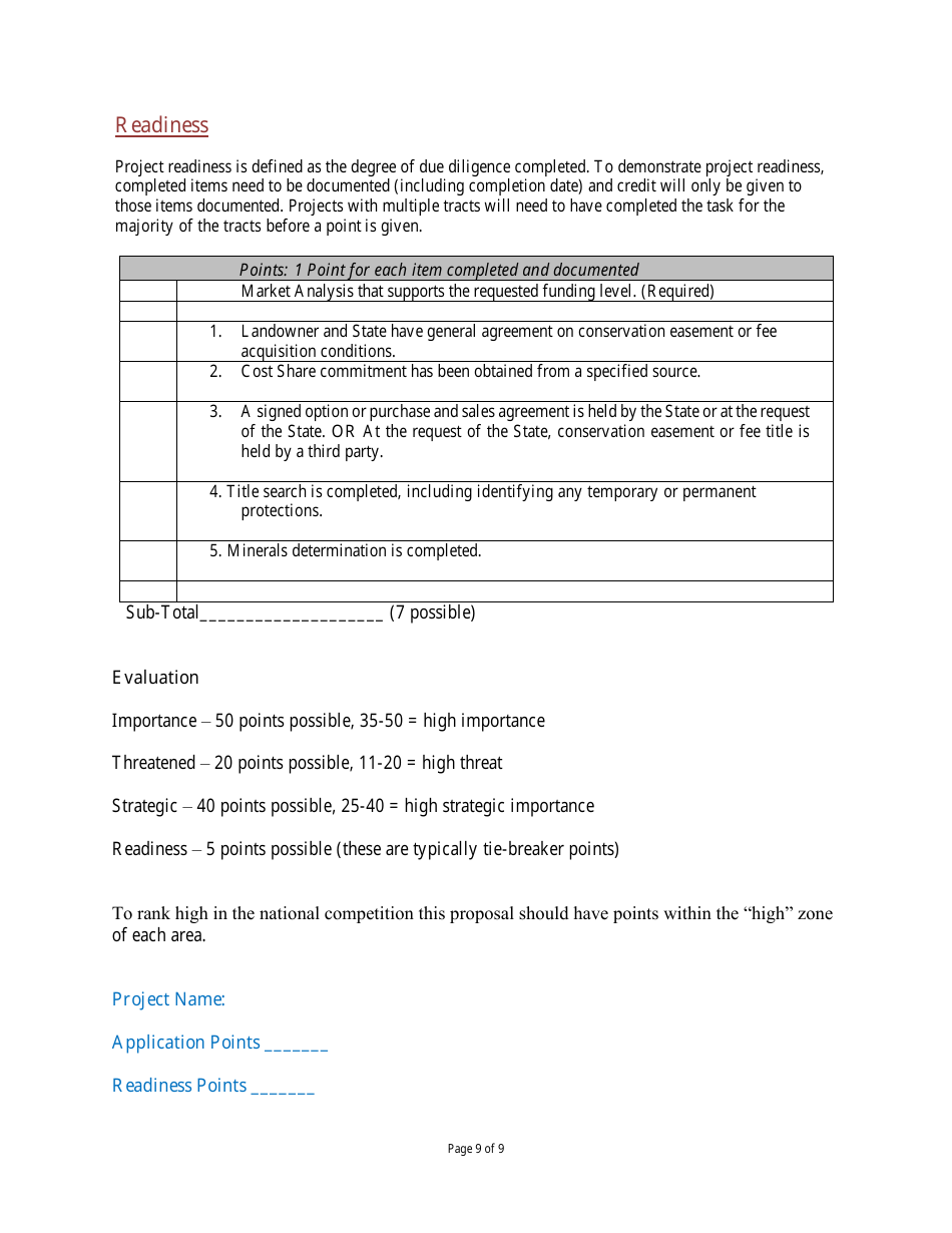 Ira Forest Legacy Program Scoring Guidance - Washington, Page 9