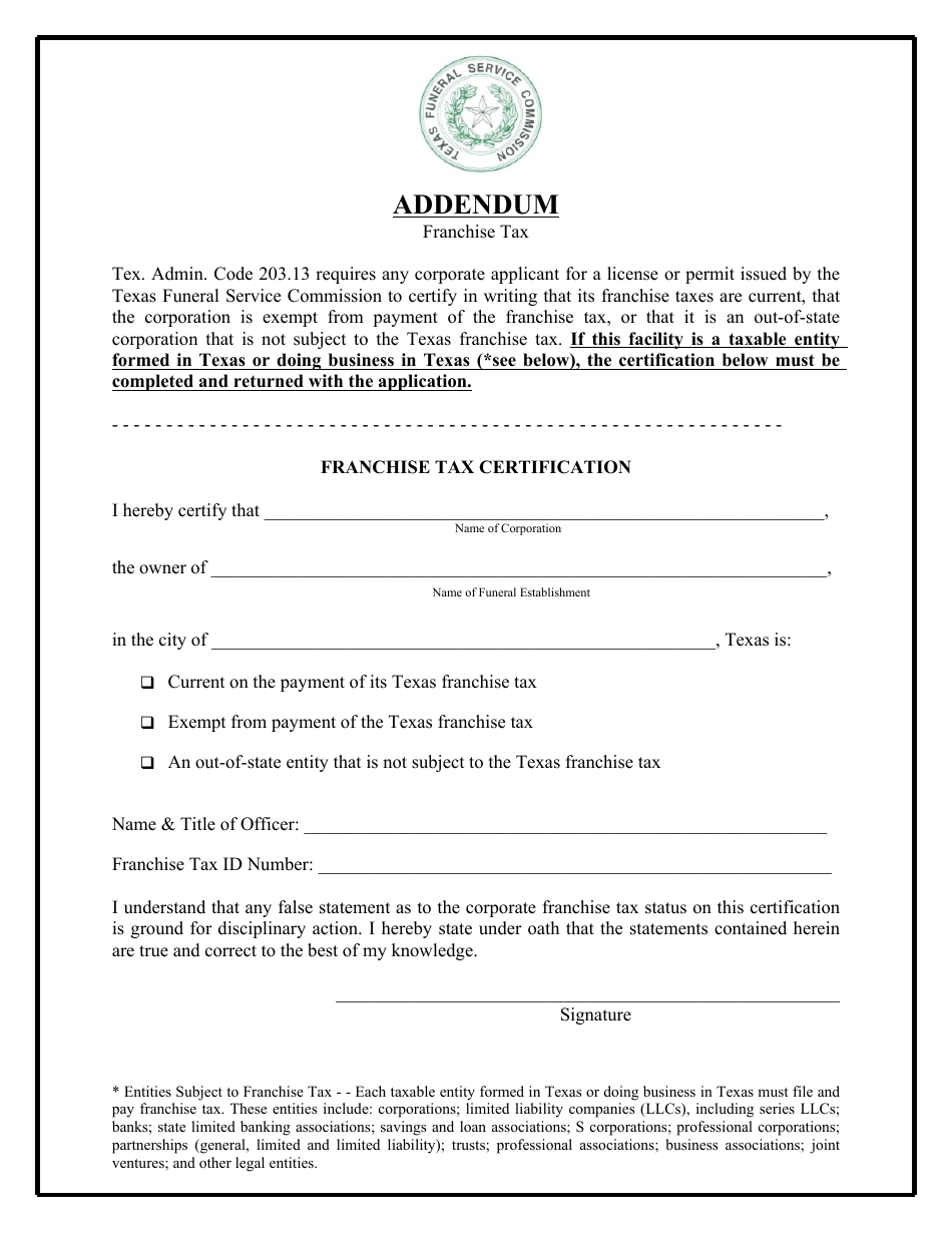 Funeral Establishment Change of Ownership Amendment - Texas, Page 5