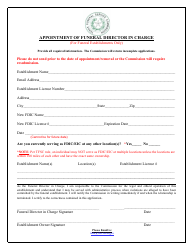 Document preview: Appointment of Funeral Director in Charge - Texas