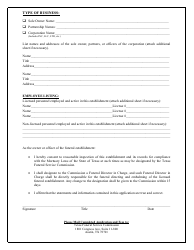 Funeral Establishment New Application - Texas, Page 3