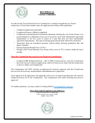 Document preview: Reciprocal Funeral Director/Embalmer License Application - Texas