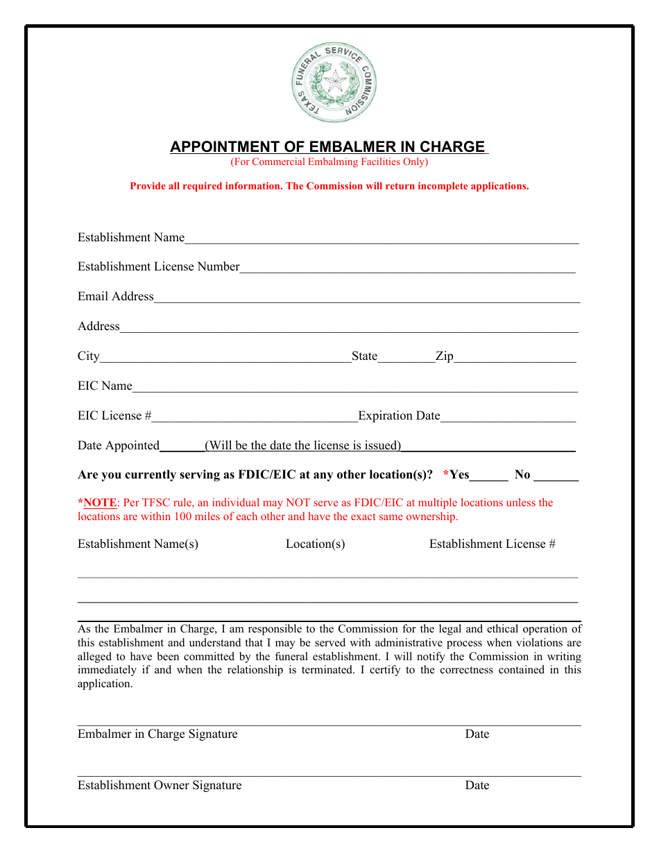 Commercial Embalming Facility New Application - Texas, Page 4