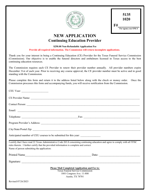 Continuing Education Provider New Application - Texas Download Pdf