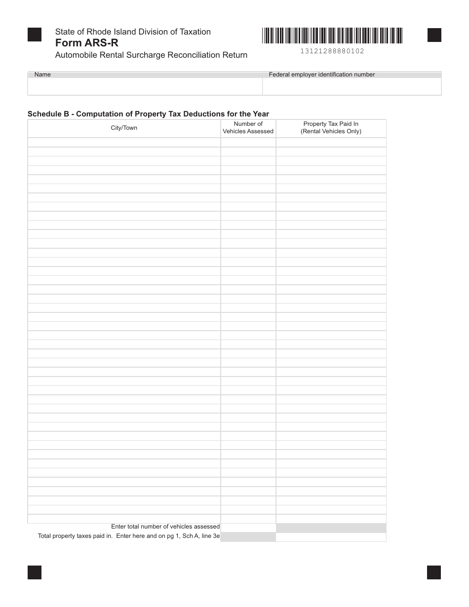 Form ARS-R Rental Vehicle Surcharge Reconciliation Return - Rhode Island, Page 2