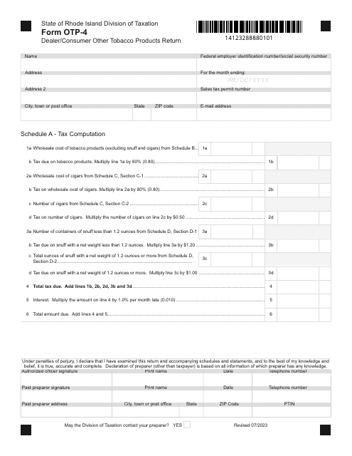 Form OTP-4  Printable Pdf