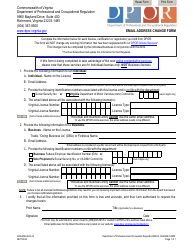 Document preview: Form A406-EMAILCH Email Address Change Form - Virginia