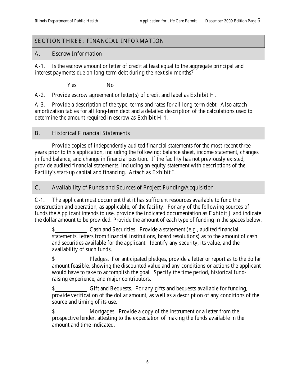 Application for Life Care Permit - Illinois, Page 10