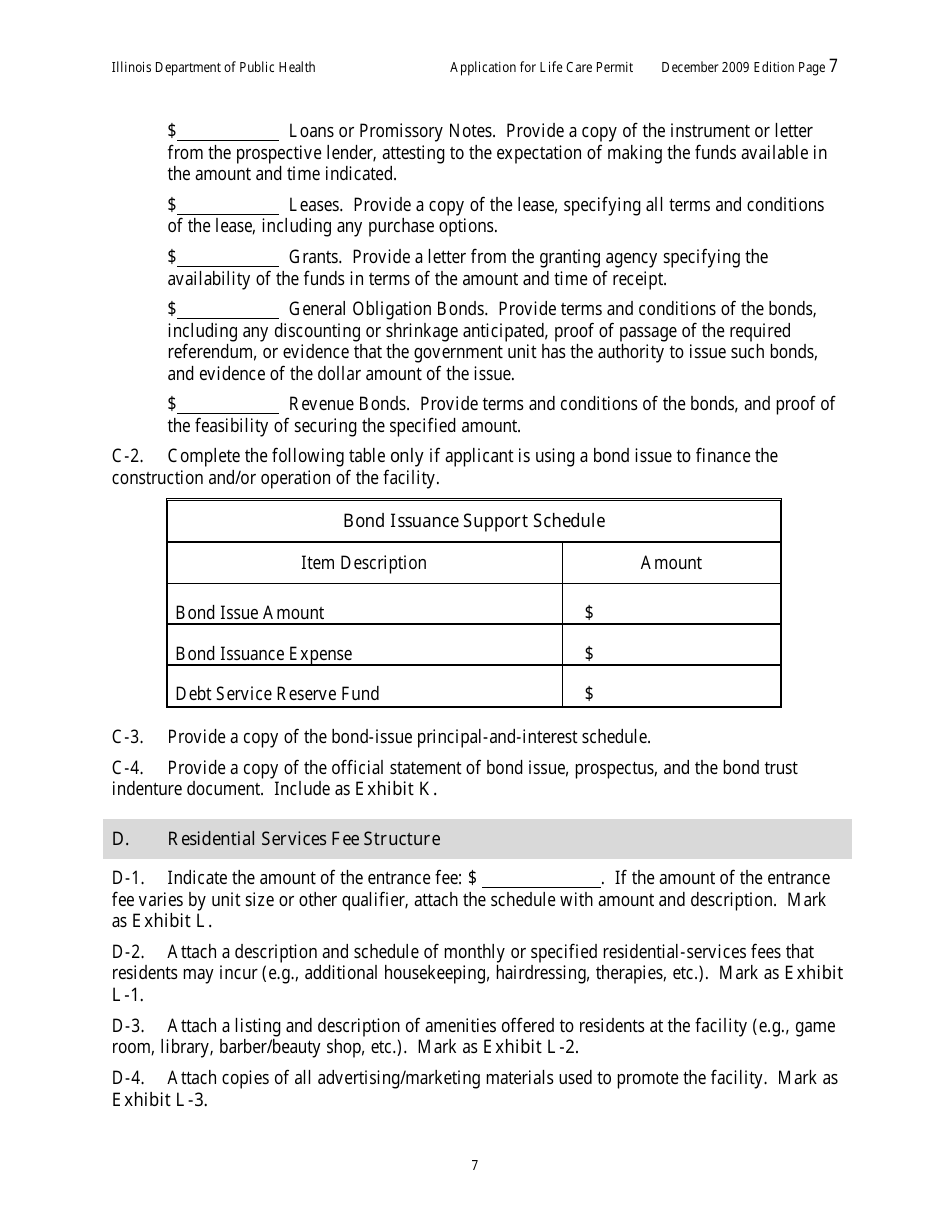 Application for Life Care Permit - Illinois, Page 11