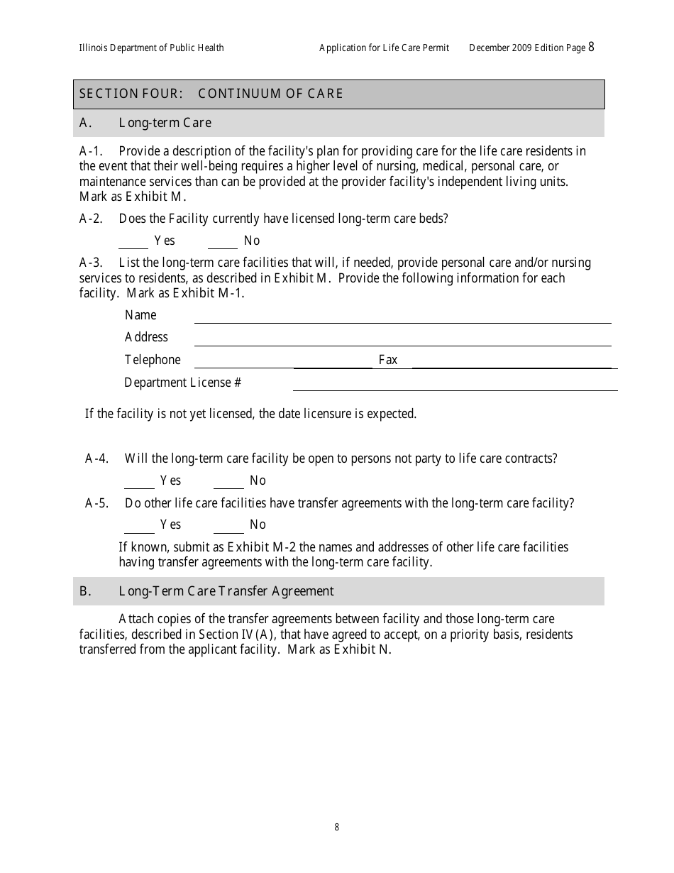Application for Life Care Permit - Illinois, Page 12