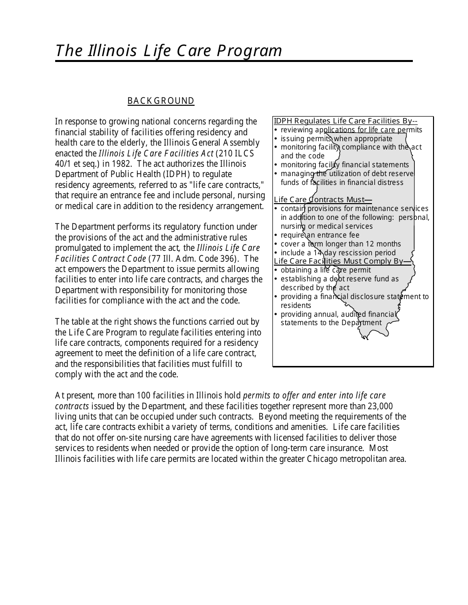 Application for Life Care Permit - Illinois, Page 3