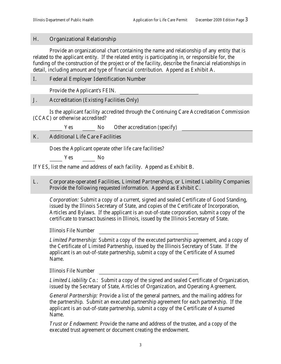 Application for Life Care Permit - Illinois, Page 7