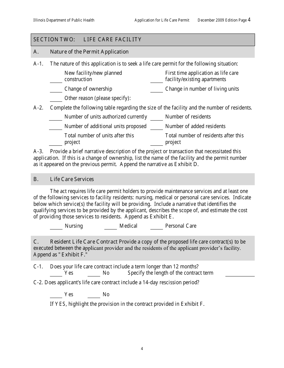 Application for Life Care Permit - Illinois, Page 8