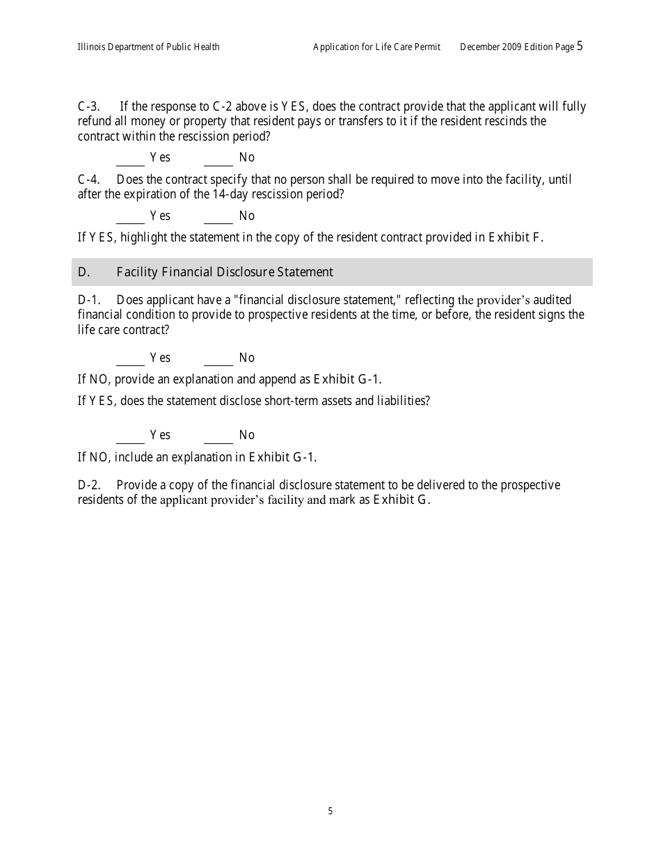 Application for Life Care Permit - Illinois, Page 9