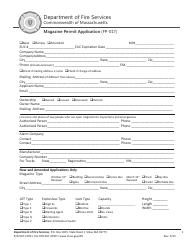 Document preview: Form FP-017 Magazine Permit Application - Massachusetts