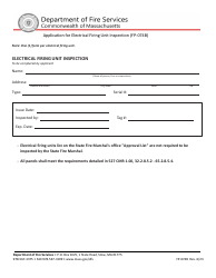 Document preview: Form FP-074B Application for Electrical Firing Unit Inspection - Massachusetts