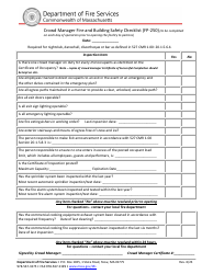 Document preview: Form FP-250 Crowd Manager Fire and Building Safety Checklist - Massachusetts