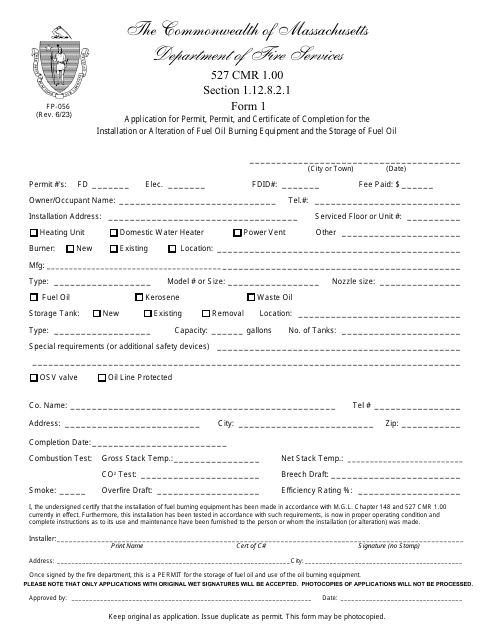 Form 1 (FP-056)  Printable Pdf