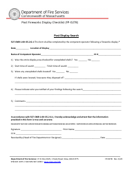 Document preview: Form FP-027B Post Fireworks Display Checklist - Massachusetts