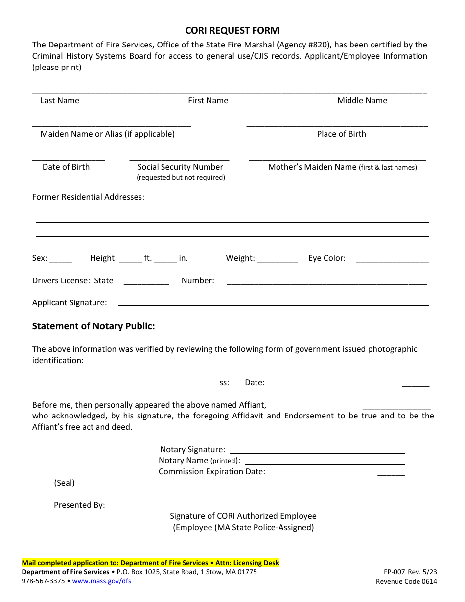 Form FP-007 Application for Fireworks Certificate of Competency - Massachusetts, Page 6