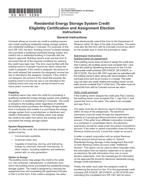 Form DR1307  Printable Pdf