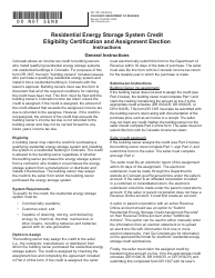 Form DR1307 Residential Energy Storage System Credit Eligibility Certification and Assignment Election - Colorado