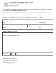Document preview: Form SFN61394 Application for Egg Dealer's License - North Dakota