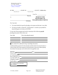 Form CC9:6 Request for Transcript of Pleadings/Documents - Nebraska