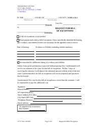 Document preview: Form CC9:7 Request for Bill of Exceptions - Nebraska
