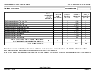 Form AUD9500.2 Child Care and Development Programs Certified Children Receiving Mental Health Consultation Services Days of Enrollment and Attendance - California, Page 2