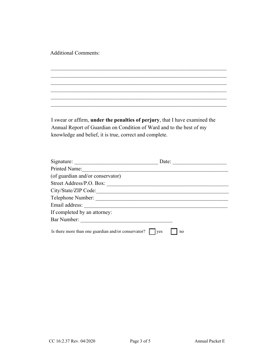 Form CC16:2.37 Packet E - Guardianship With No Authority Over the Estate of the Ward - Nebraska, Page 5