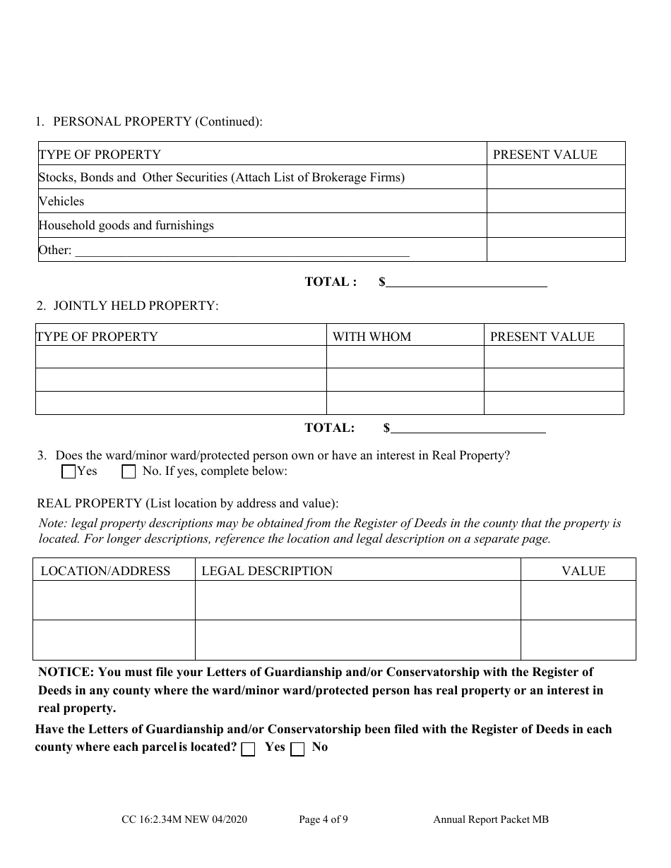 Form CC16:2.34M Packet Mb - Guardianship and / or Conservator for a Minor With Budget Annual Report - Nebraska, Page 6