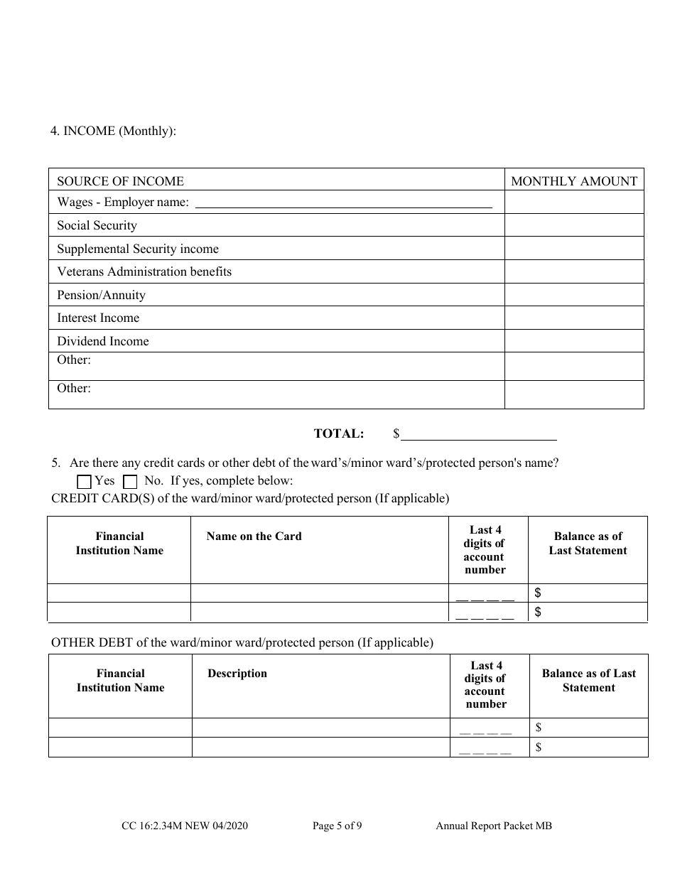 Form CC16:2.34M Packet Mb - Guardianship and / or Conservator for a Minor With Budget Annual Report - Nebraska, Page 7