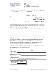 Document preview: Form CC9:7.1 Request for Supplemental Bill of Exceptions - Nebraska