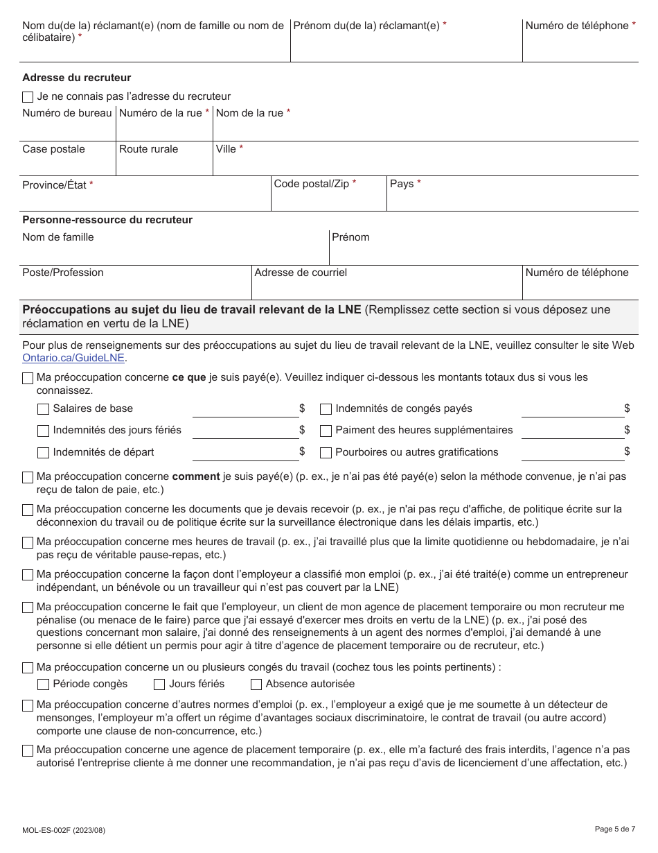 Forme MOL-ES-002F Download Fillable PDF or Fill Online Formulaire De ...
