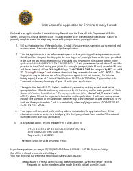 Document preview: Application for Criminal History Record - Utah