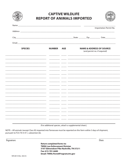 Form WR-0814  Printable Pdf