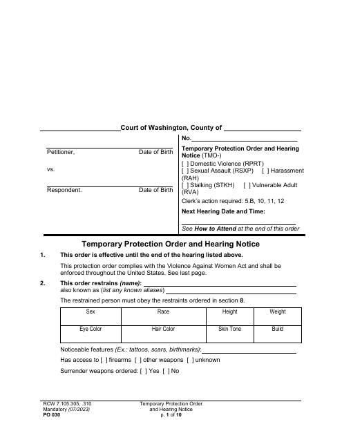 Form PO030  Printable Pdf