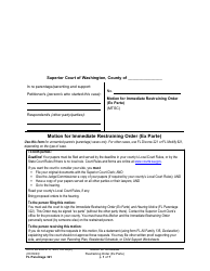 Document preview: Form FL Parentage321 Motion for Immediate Restraining Order (Ex Parte) - Washington