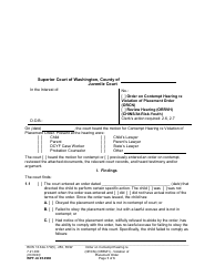 Document preview: Form WPF JU05.0980 Order on Contempt Hearing Re Violation of Placement Order/Review Hearing - Washington